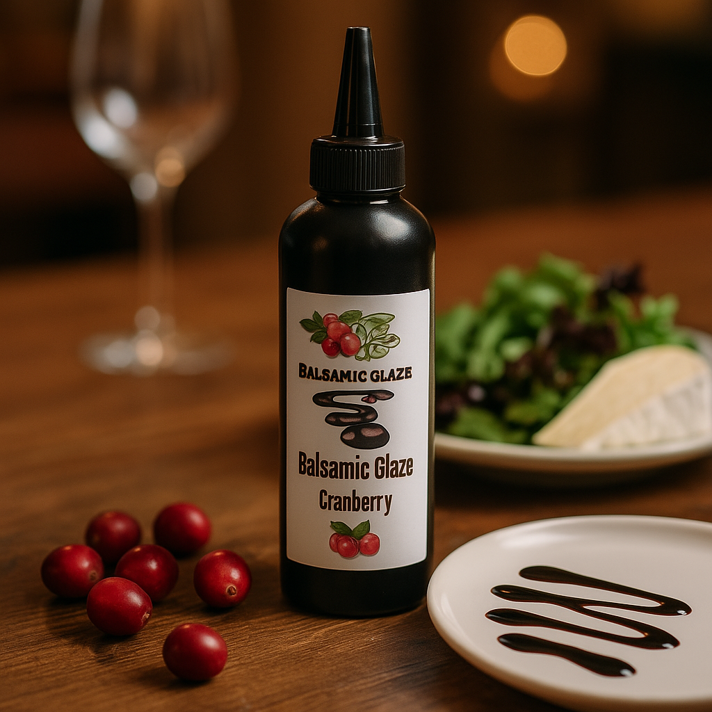 Balsamic Glaze - Cranberry in Elegant Dining Setting